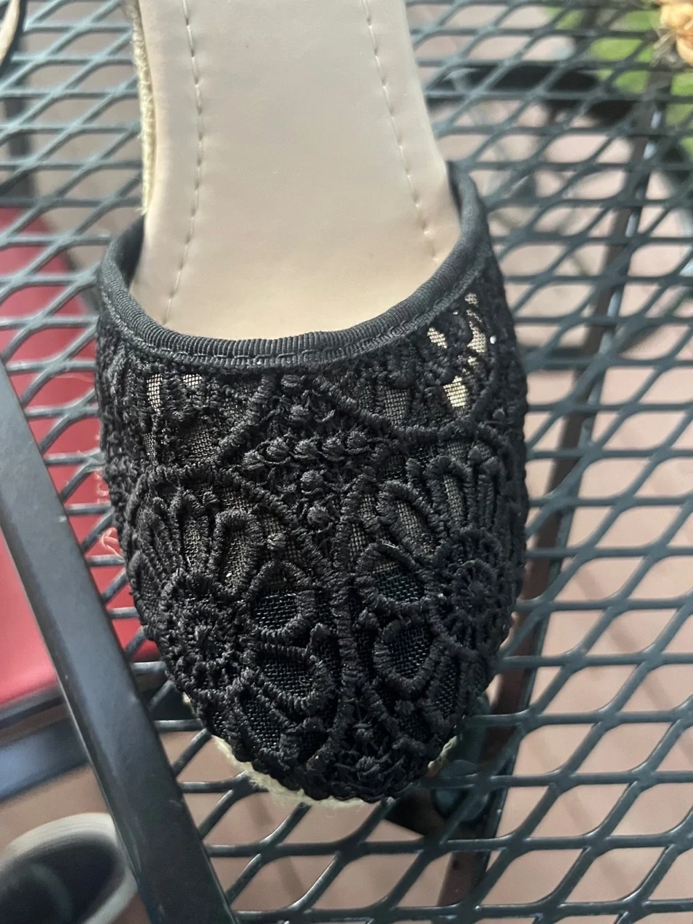 Solano Women's Black Lace Espadrille Wedge Sandals Sz 7.5
